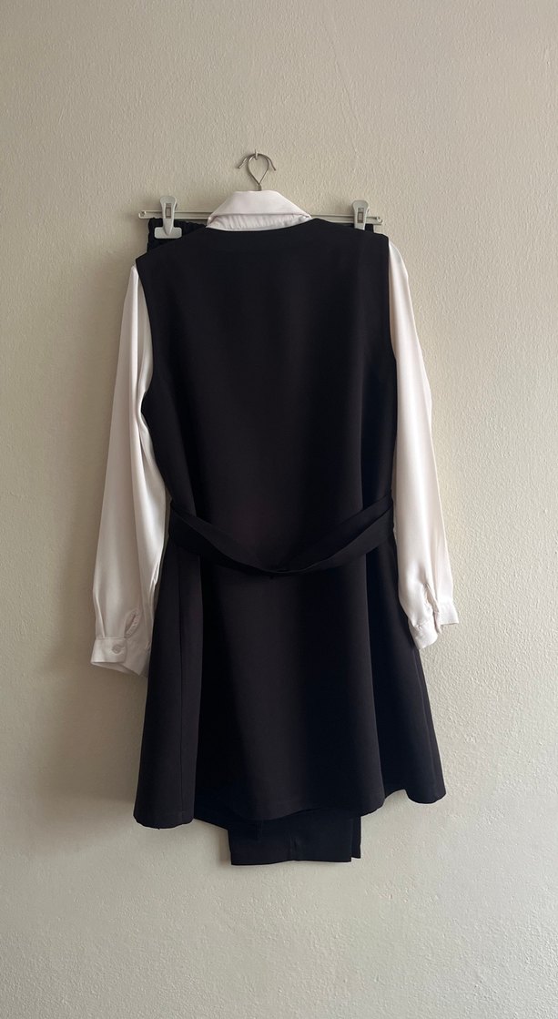 Siyah Kemerli Mini Ofis Elbisesi - Görsel 3