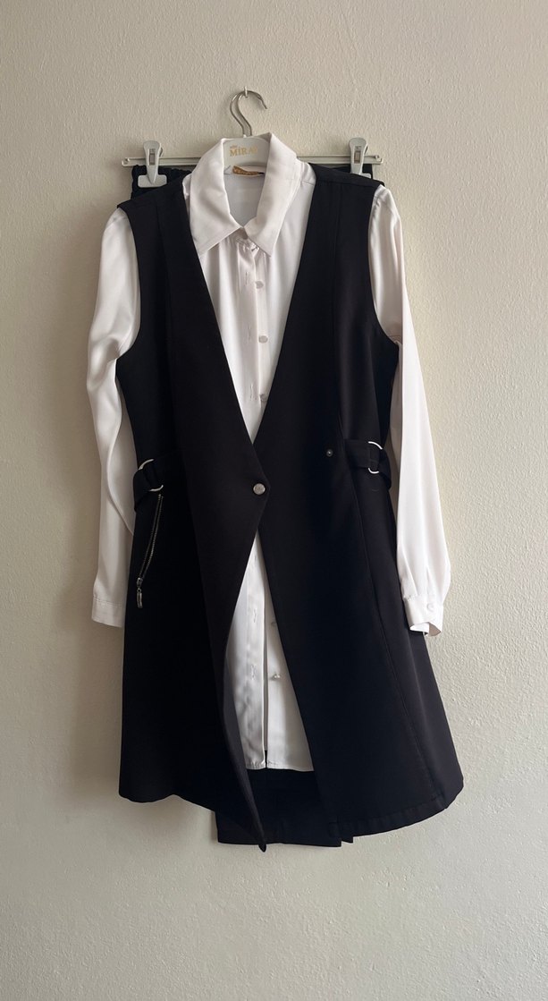 Siyah Kemerli Mini Ofis Elbisesi - Görsel 4