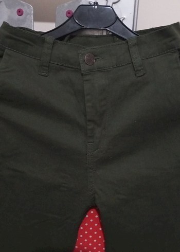 Düğmeli Yeşil Kadın Kumaş Pantolon - Görsel 2