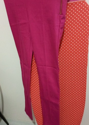 Kadın Fuşya Fermuarlı Tayt Pantolon - Görsel 3