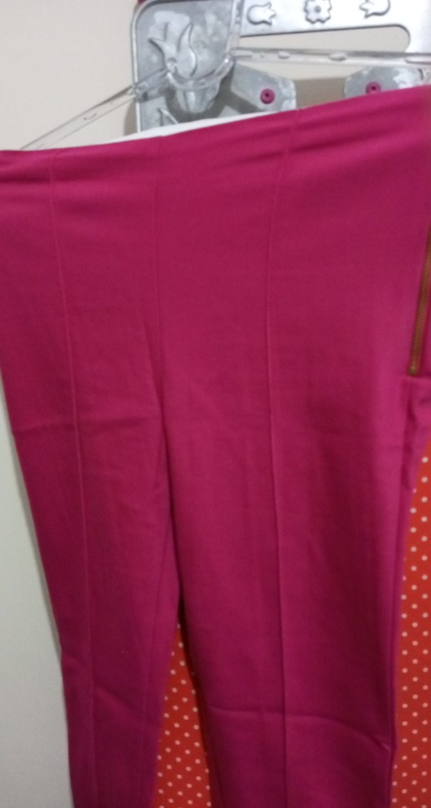 Kadın Fuşya Fermuarlı Tayt Pantolon - Görsel 4