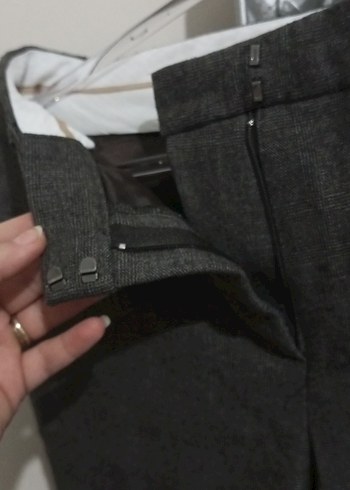 Düğmeli Kahve Kadın Kumaş Pantolon - Görsel 3