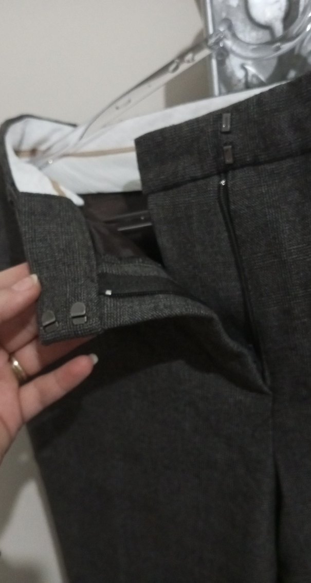 Düğmeli Kahve Kadın Kumaş Pantolon - Görsel 3