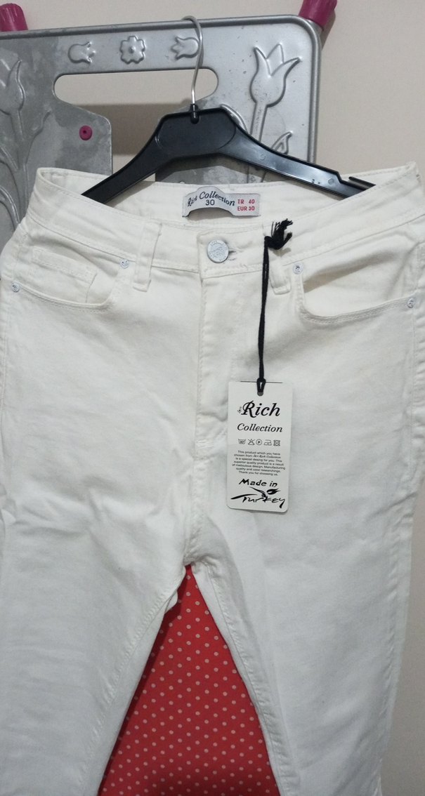 Beyaz Kot Pantolon - Görsel 2