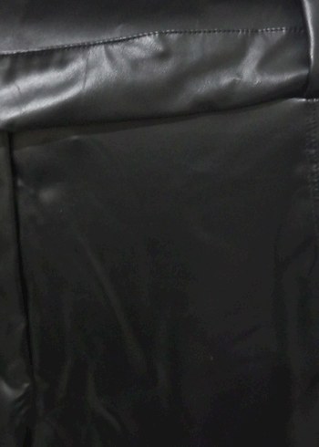 Kemerli Siyah Kadın Deri Pantolon - Görsel 5