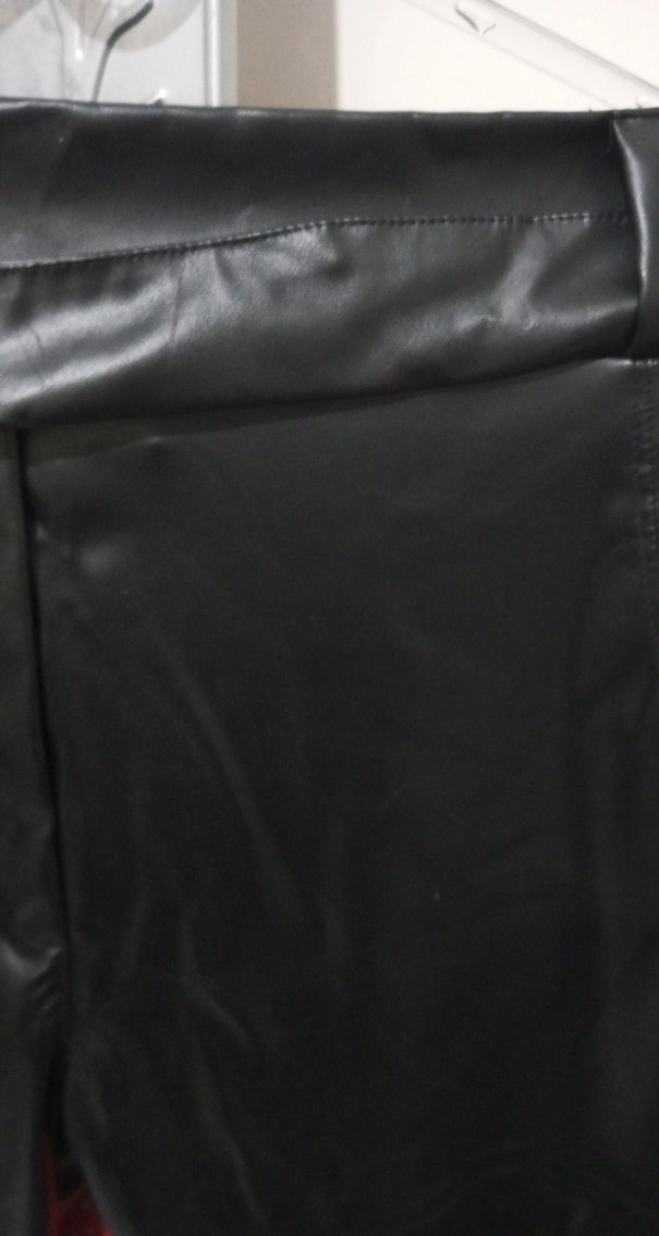 Kemerli Siyah Kadın Deri Pantolon - Görsel 5