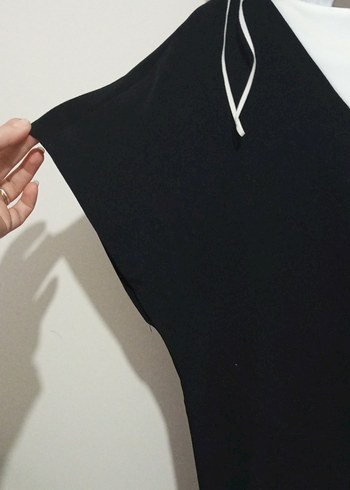 Beyaz Siyah Midi Elbise - Görsel 4