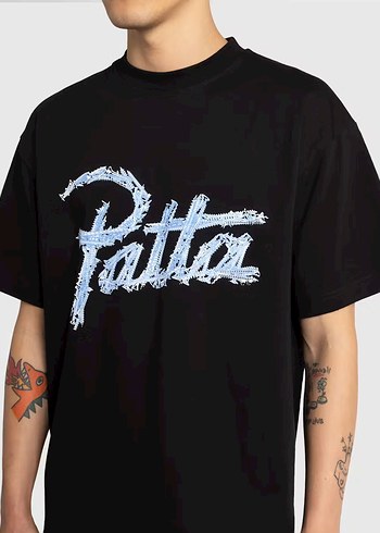 Patta Siyah Pamuklu Oversize Tişört - Görsel 3