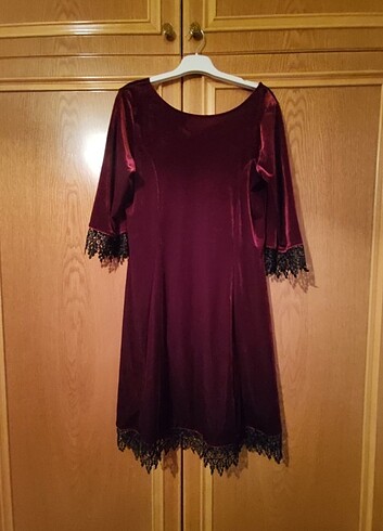 Bordo kadife elbise