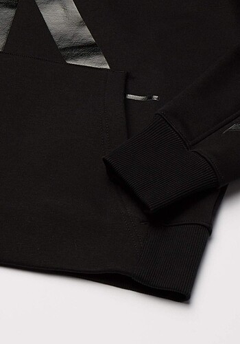 l Beden siyah Renk Calvin Klein Logo Baskılı Kapüşonlu Kanguru Cepli Pamuklu Sweat 