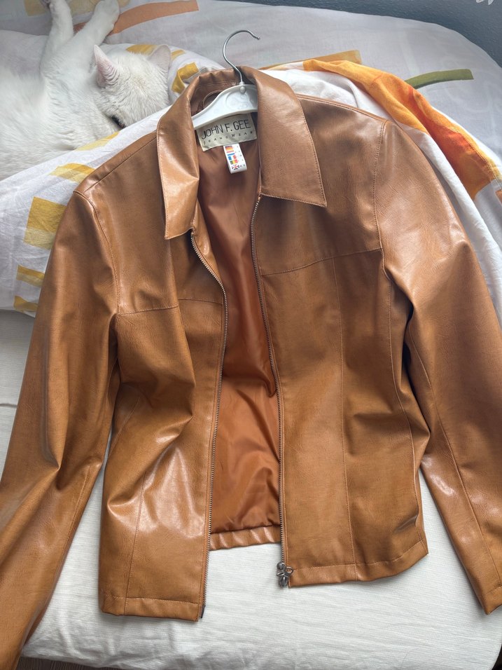 vintage deri ceket - Görsel 3