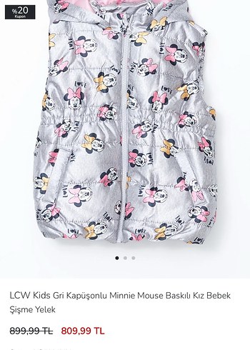 Kız Çocuk Kapüşonlu Gri Baskılı Yelek - Görsel 2