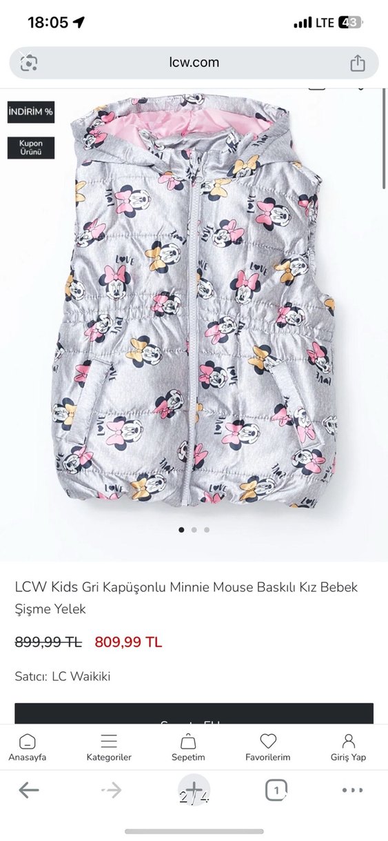 Lc waikiki kız Çocuk Gri Kapüşonlu Fermuarlı Yelek - Görsel 3