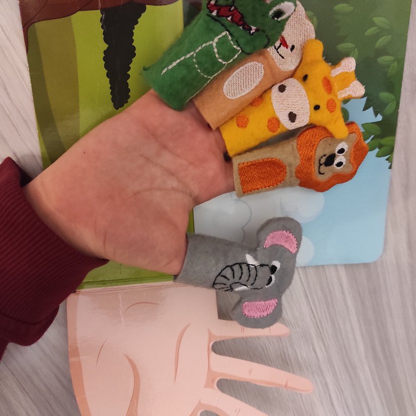 Renkli Hayvan Parmak Kuklaları Seti - Görsel 2