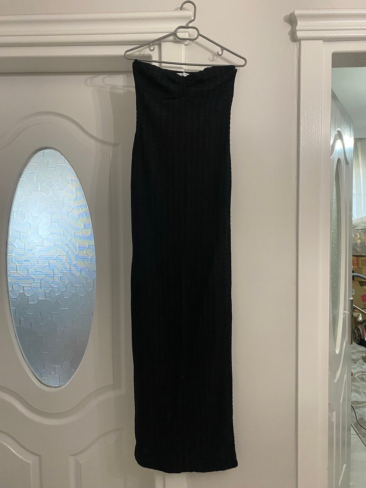 Siyah straplezTriko Elbise - Görsel 2