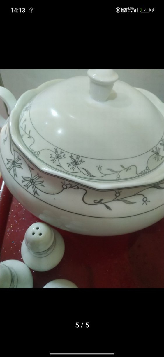 Çiçek Desenli Beyaz Sofra Takımı porselen - Görsel 3