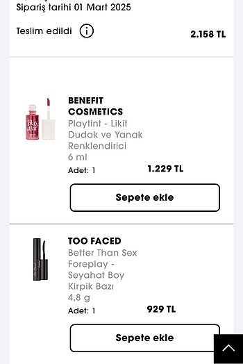 Sephora Benefit & Clarins & Too faced maskara, tint ve kapatıcı