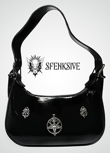Baphomet detaylı el çantası. 
