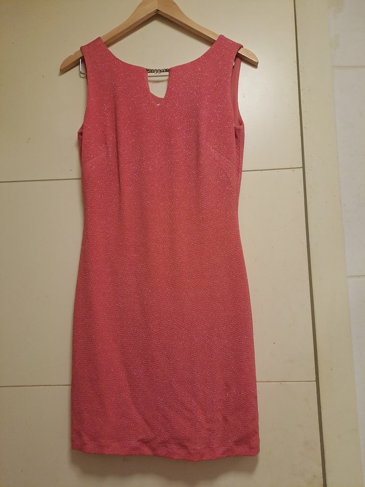 Pembe V Yaka Kolsuz Midi Triko Elbise - Görsel 2