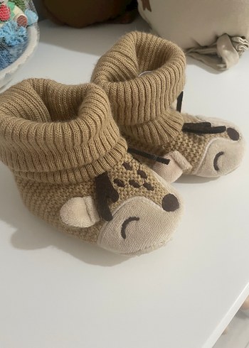 Bej Örgü Erkek Bebek Patik - Görsel 2