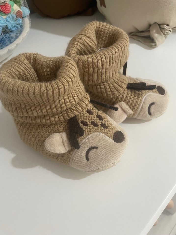 Bej Örgü Erkek Bebek Patik - Görsel 2