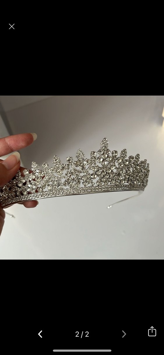 Beyaz Işıltılı Modern Klasik Gelin Tacı - Görsel 2