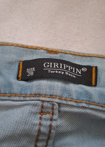 Düğmeli Gri Mavi Kadın Denim Pantolon ispanyol paca - Görsel 4