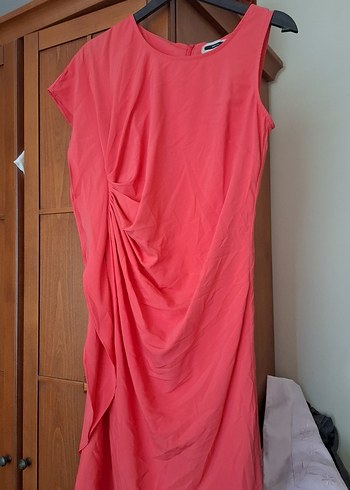 Pembe Drapeli Midi Abiye Elbise - Görsel 2