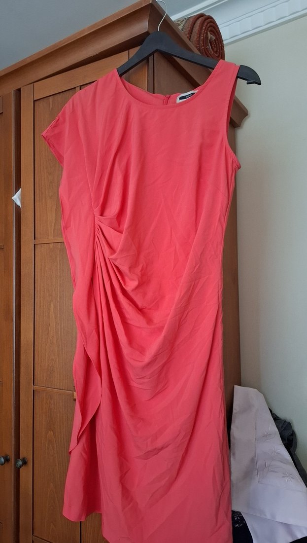 Pembe Drapeli Midi Abiye Elbise - Görsel 2