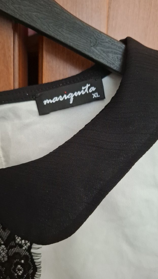 Dantel Detaylı Siyah Yaka Beyaz Kadın Gömlek - Görsel 4