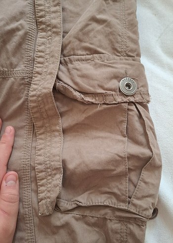 Bej Keten Bol Kesim Kemerli Kadın Pantolon - Görsel 4