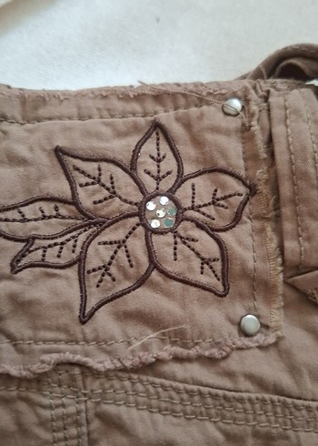 Bej Keten Bol Kesim Kemerli Kadın Pantolon - Görsel 8