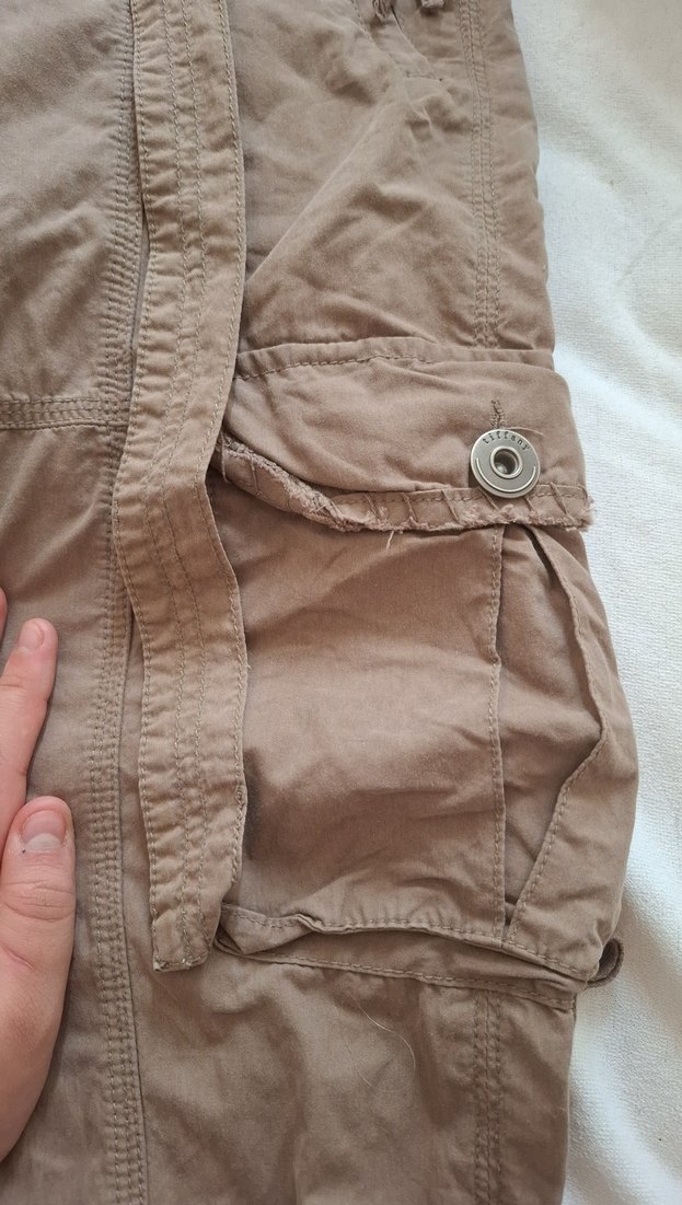 Bej Keten Bol Kesim Kemerli Kadın Pantolon - Görsel 4