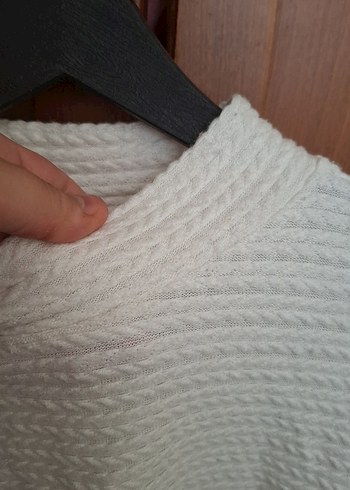 Kadın Beyaz Örgü Uzun Kollu Kazak - Görsel 5