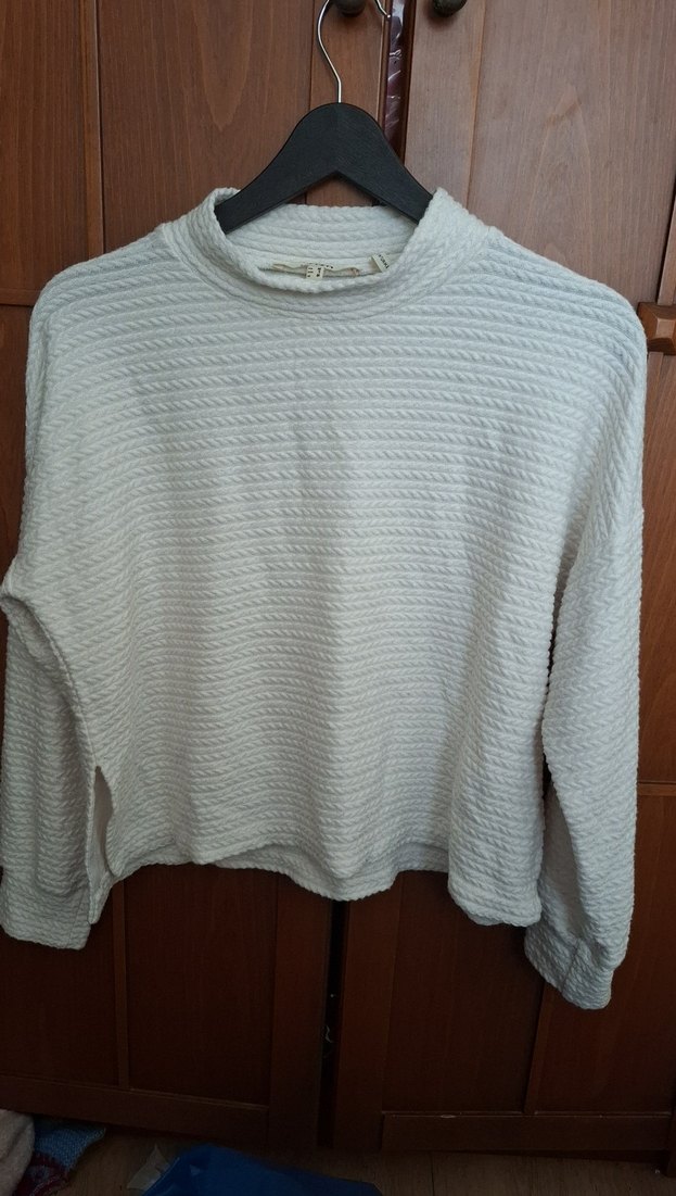 Kadın Beyaz Örgü Uzun Kollu Kazak - Görsel 2