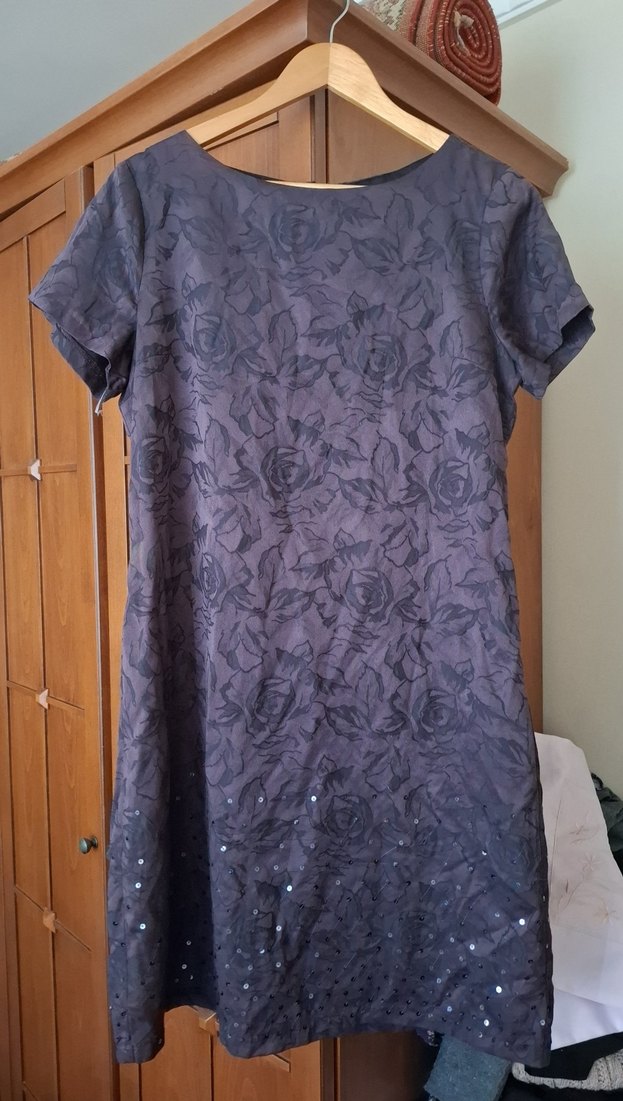 Gri Midi Drapeli Kadın Elbise - Görsel 2