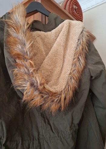 haki Nakışlı Uzun Kadın mont - Görsel 6