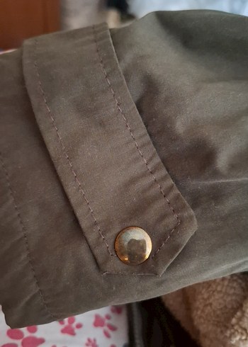 haki Nakışlı Uzun Kadın mont - Görsel 9