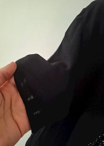 Siyah yıldız Desenli Mini Kadın Bluz - Görsel 6