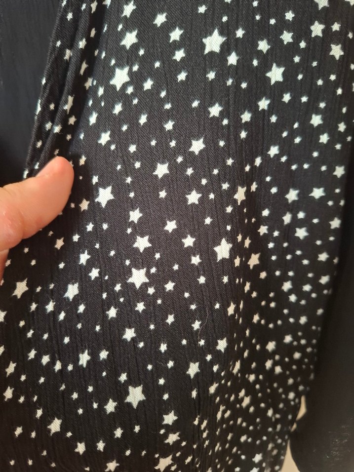 Siyah yıldız Desenli Mini Kadın Bluz - Görsel 3