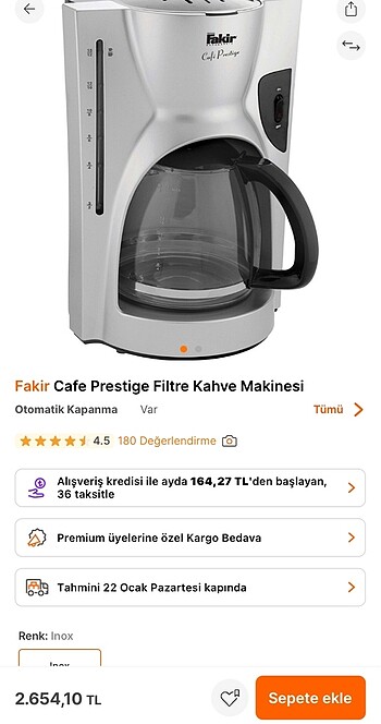 Fakir filtre kahve makinesi