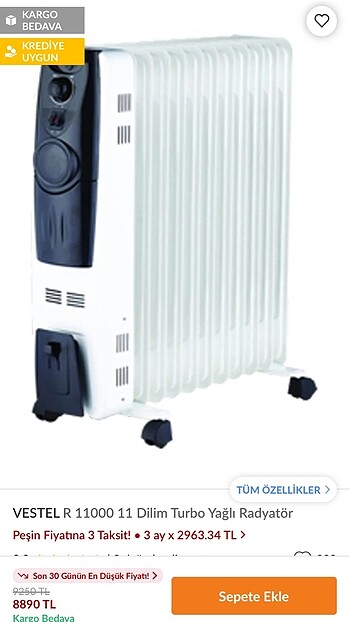 Vestel 11 dilim yağlı radyatör