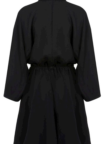 Siyah Uzun Kollu Kemerli Kadın Elbise - Görsel 2