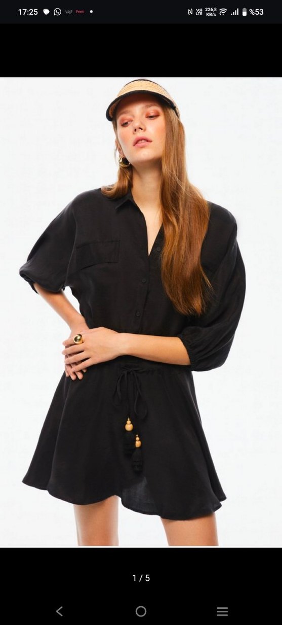 Siyah Uzun Kollu Kemerli Kadın Elbise - Görsel 3