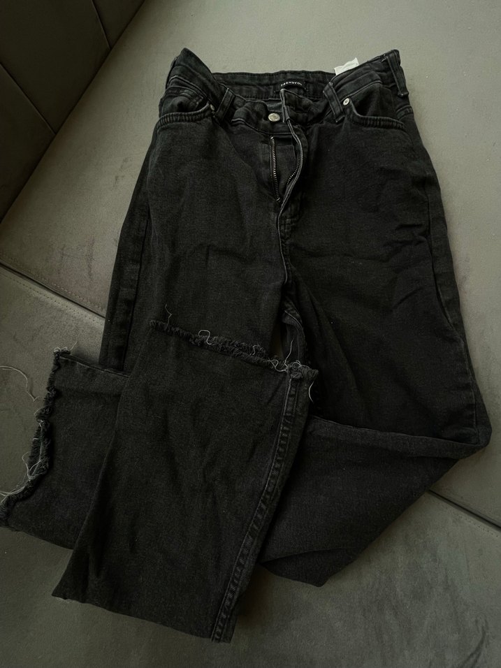 Tokalı Siyah Midi Denim Kadın Jean - Görsel 2