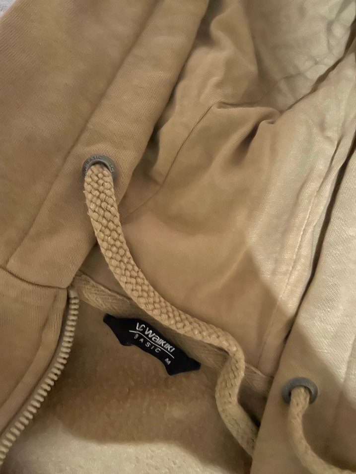 Erkek Kahverengi Kapüşonlu Fermuarlı Sweatshirt fermuar yok - Görsel 2