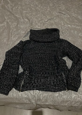 Gri Örgü Boğazlı Kadın Kazak - Görsel 2