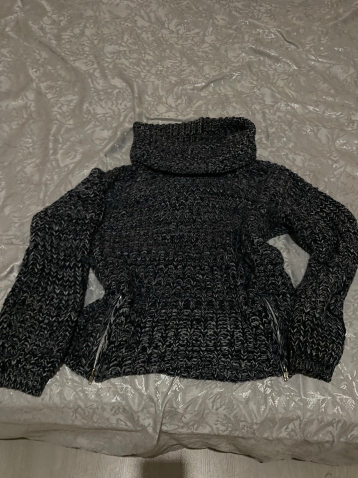 Gri Örgü Boğazlı Kadın Kazak - Görsel 2