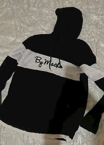 Erkek Siyah Gri Kapüşonlu İnce Örgü Sweatshirt - Görsel 2