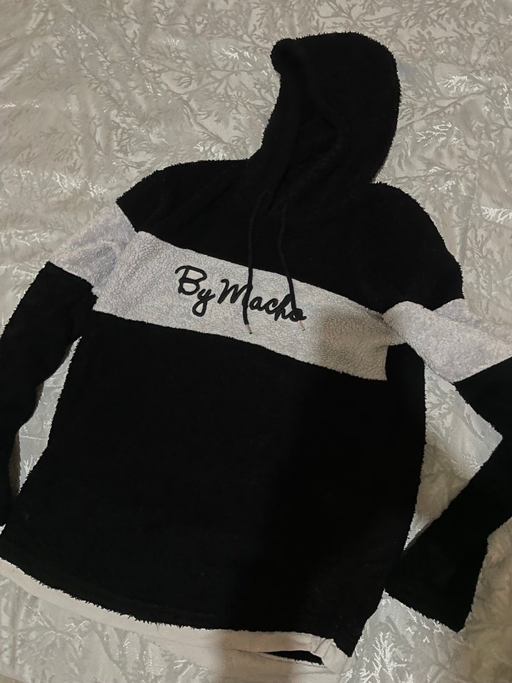 Erkek Siyah Gri Kapüşonlu İnce Örgü Sweatshirt - Görsel 2